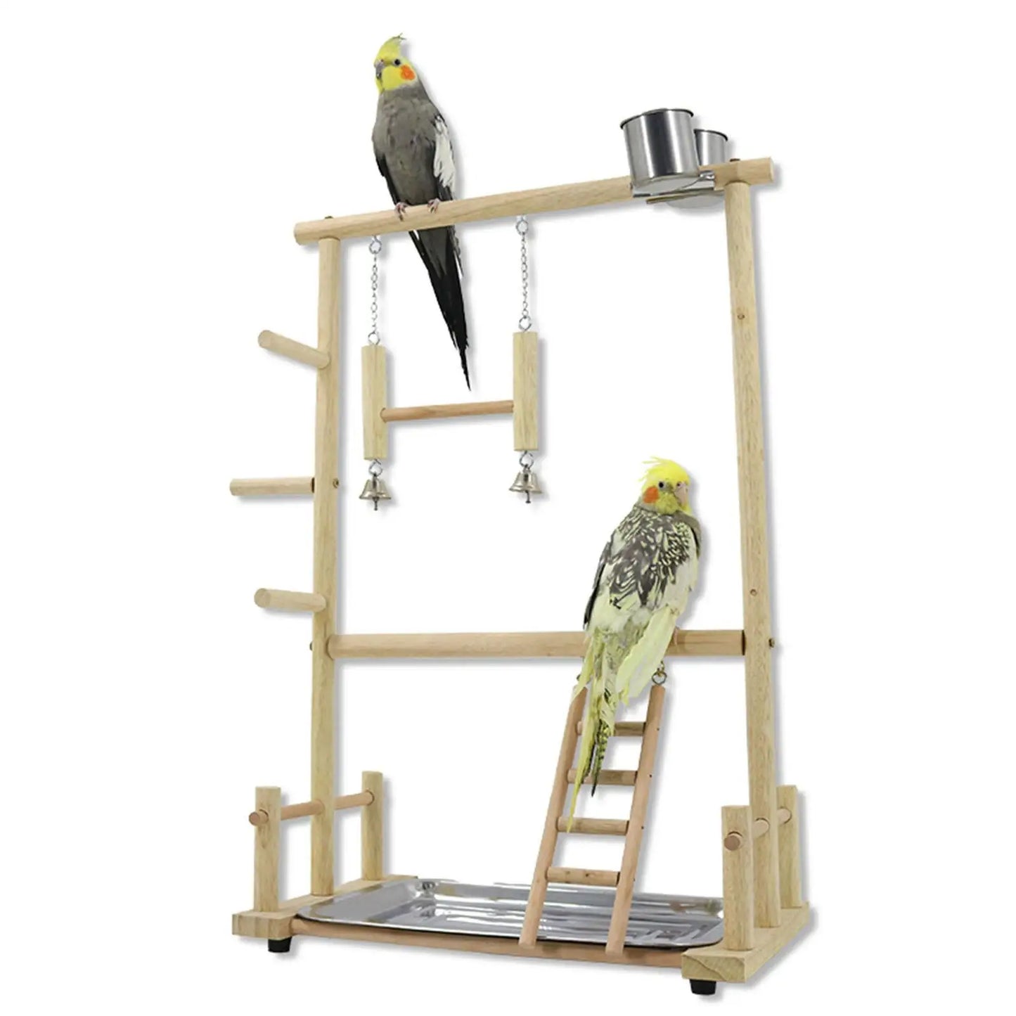Wooden toy swing ladder: Enriching, durable accessory for birds.