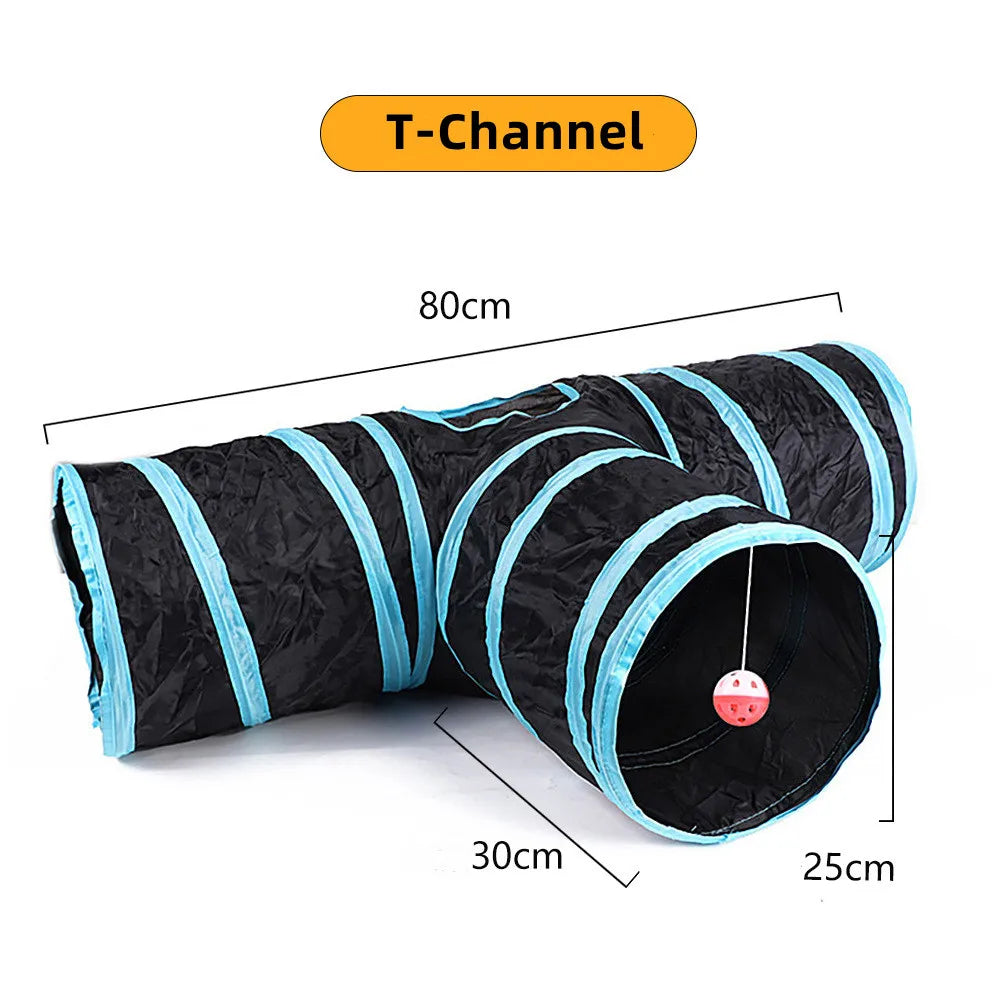 Pet Tunnel: Foldable, breathable, indoor, loud paper, play pass.