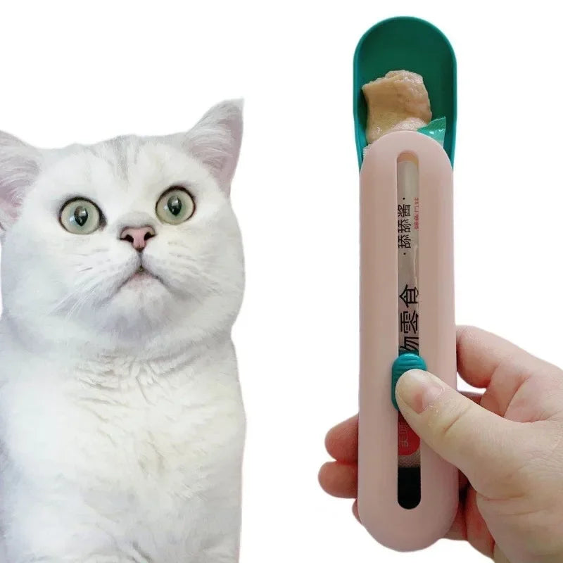 Pet Feed Spoon: Dispenser for Liquid Food, Snack Strip Squeezer