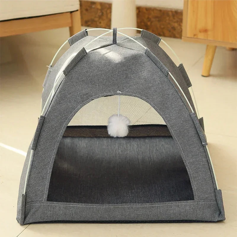 Pet Tent Set: Portable Canvas House for Cats and Dogs