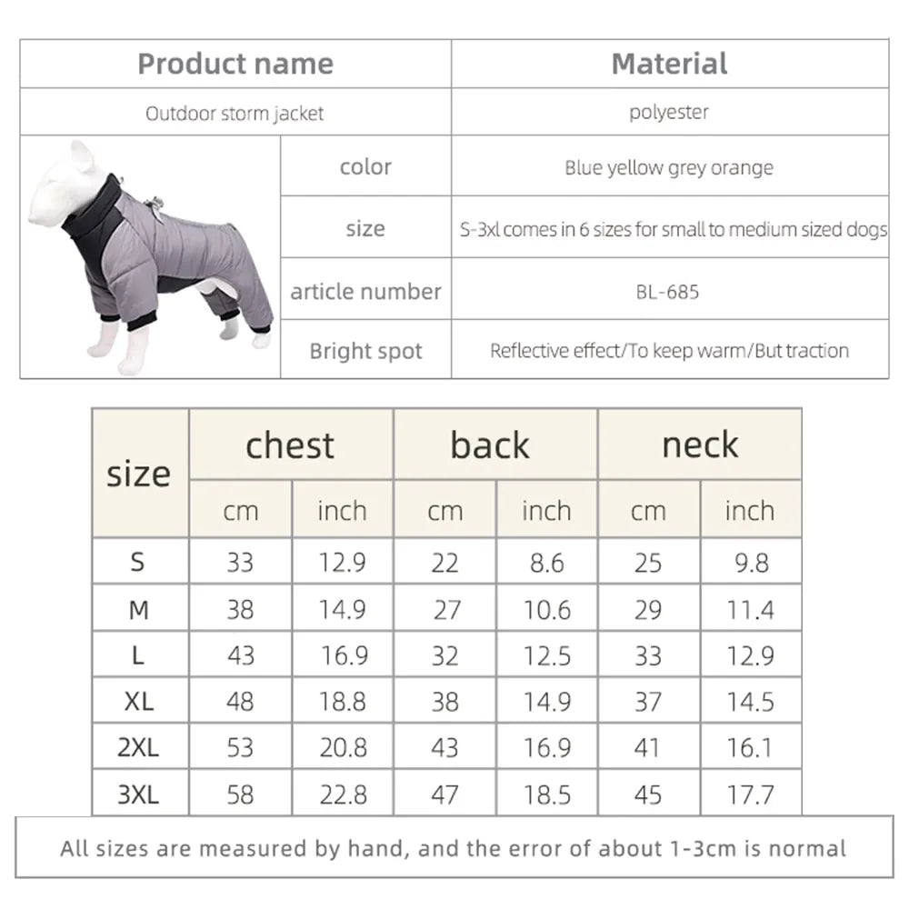Winter Thicken Dog Jacket: Waterproof coat for small-medium dogs.
