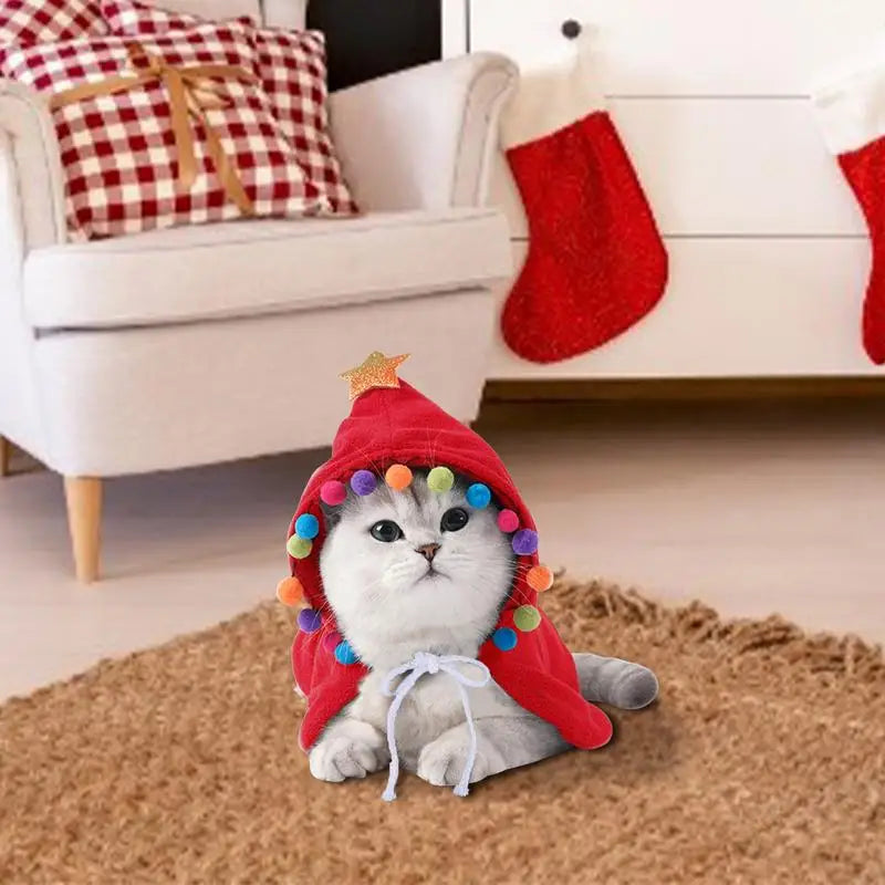 Pet Costume: Cute Christmas cloak, Halloween disguise, for cats and dogs.