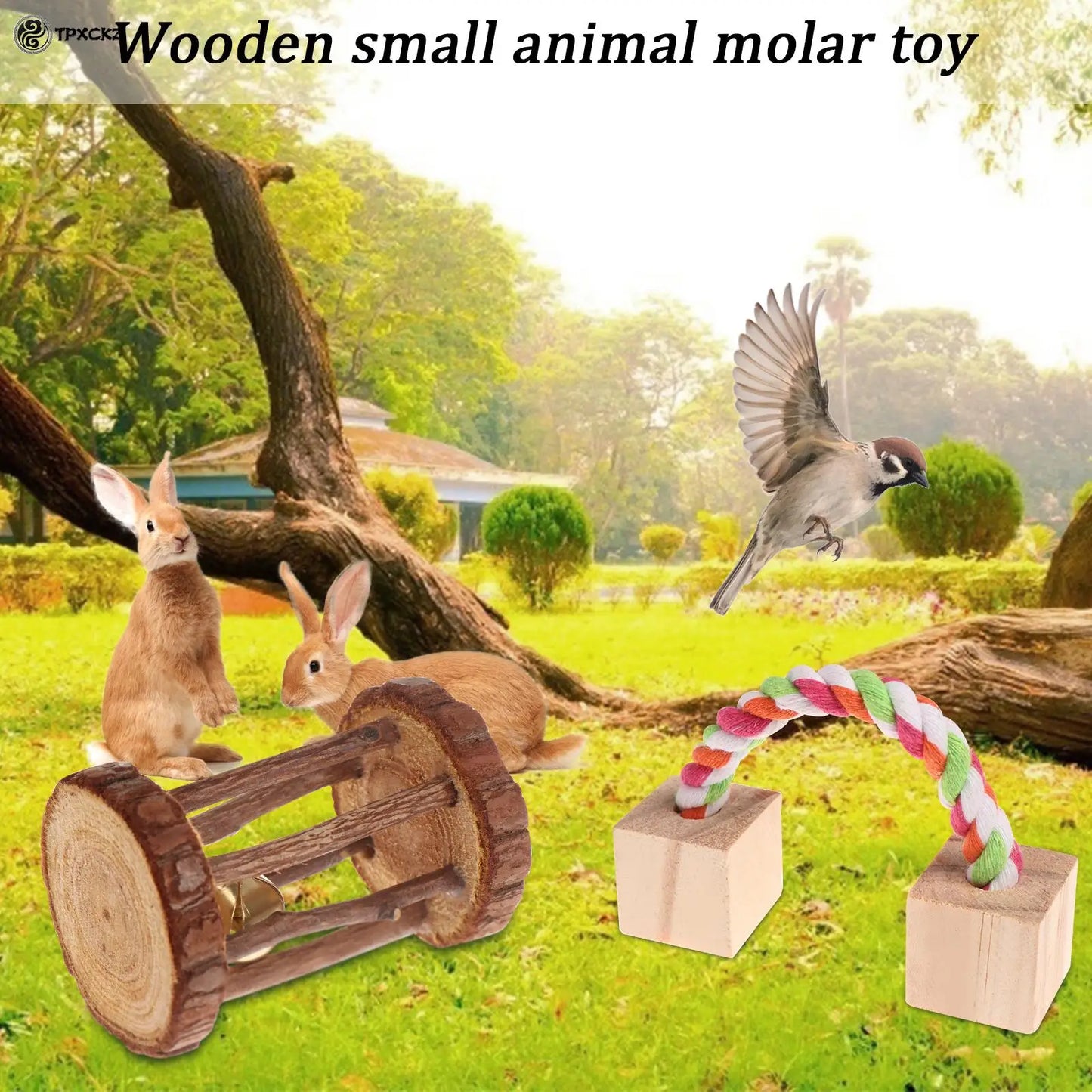 Wooden Toy: Classic, eco-friendly pet plaything.