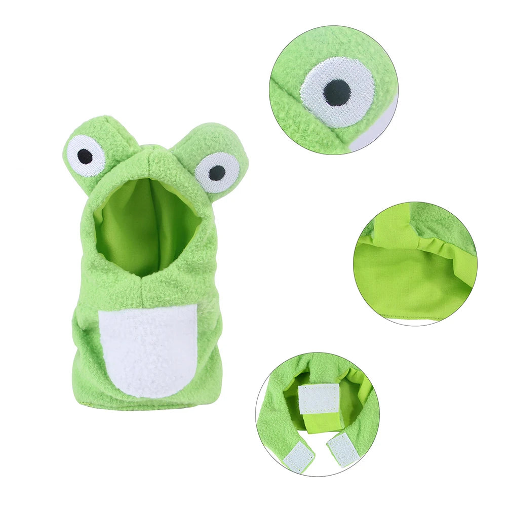 Cute Frog Pet Clothes: Soft coat for parrots, ideal for cosplay.
