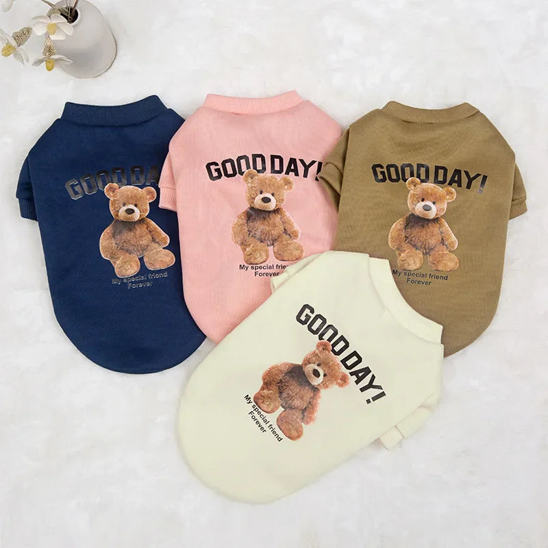 Winter Pet Clothes: Cute bear pattern, warm pullover, for small-medium dogs.
