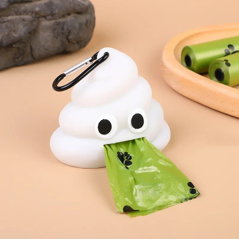 Waste Bag Dispenser: Silicone, Poop-shaped Storage, Pet Cleaning.