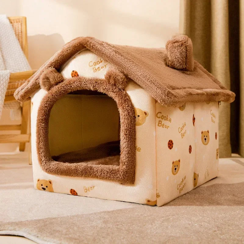 Pet-Friendly Foldable Bed House: Warm nest for your furry companion.