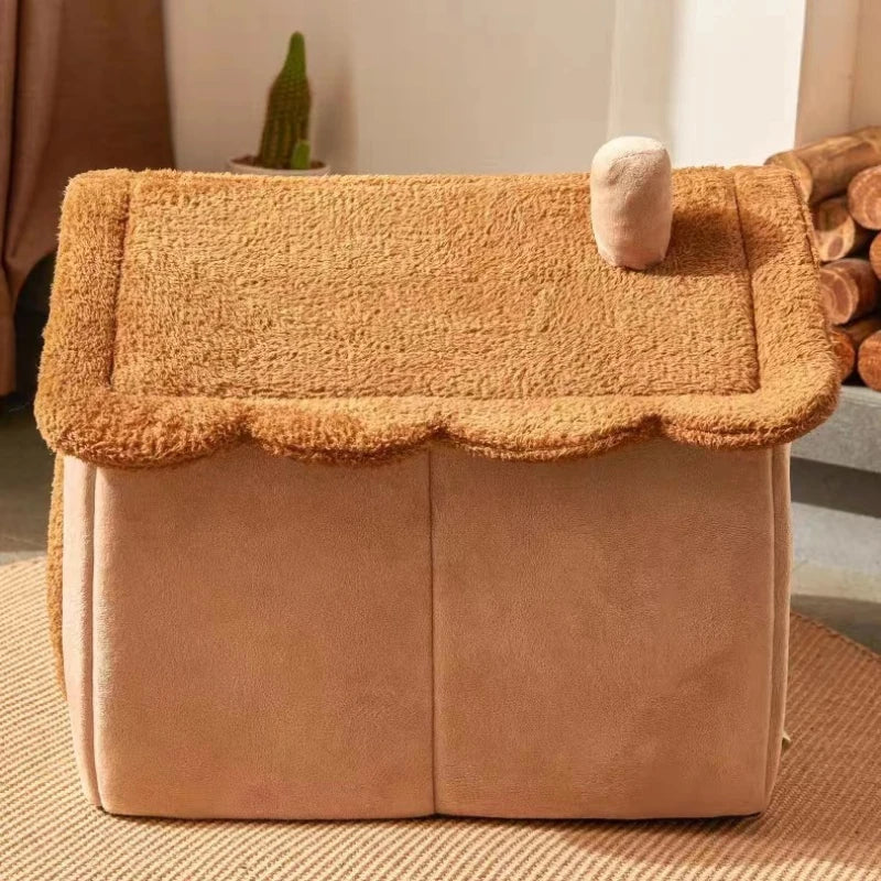 Cozy Cat & Dog House: Winter villa for your pet's comfort.