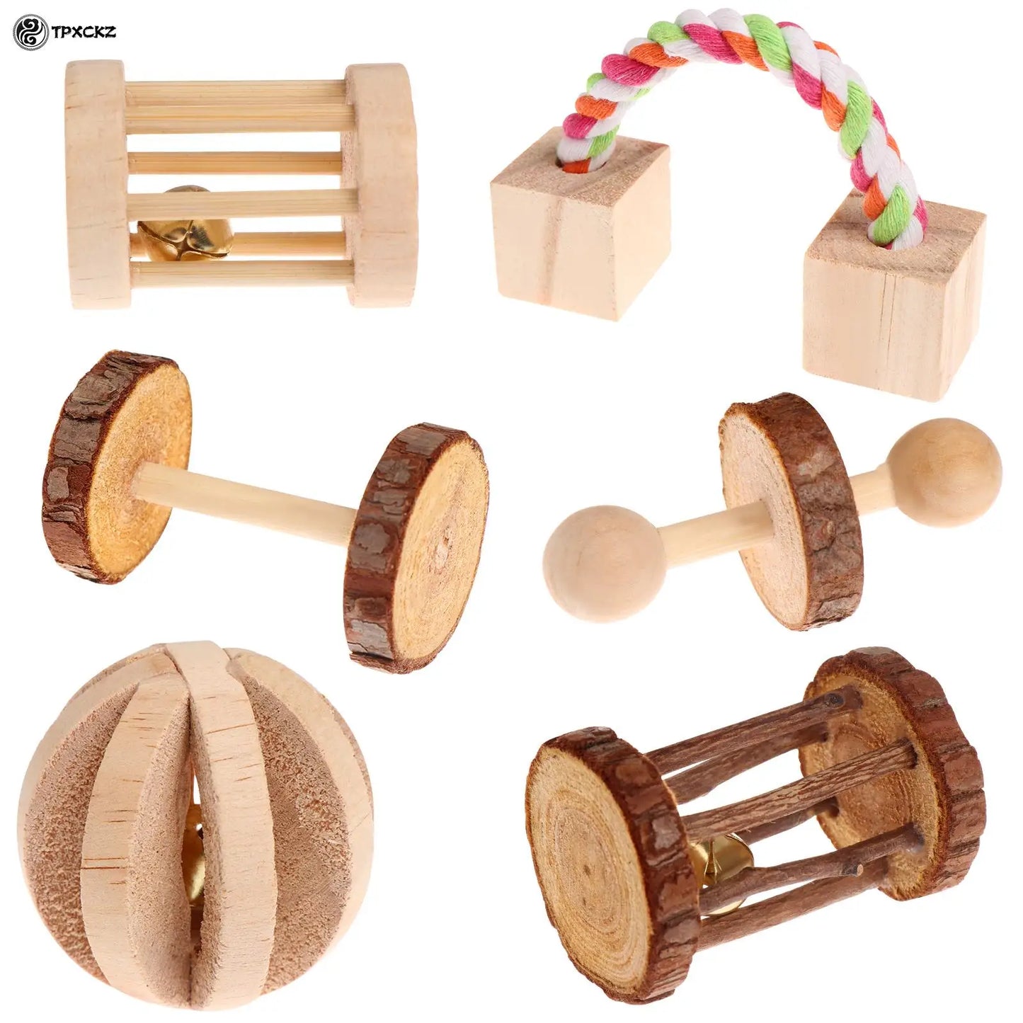 Wooden Toy: Classic, eco-friendly pet plaything.