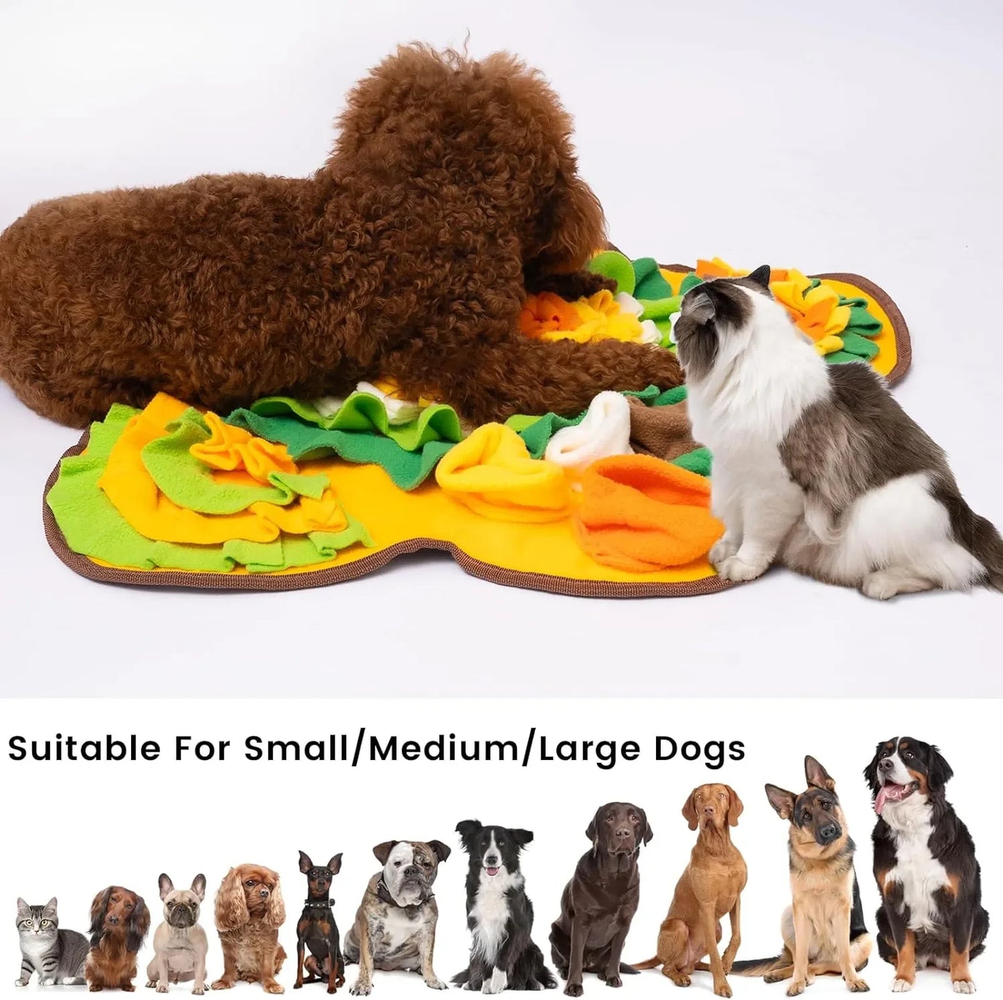 Sniff mat for dogs: Multi-functional feeding, boredom busters with treats.