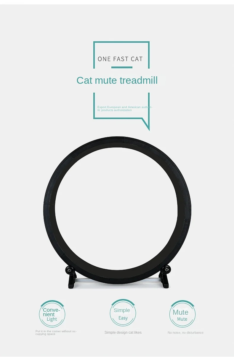 Treadmill Wheel: Silent running, climbing frame, cat activity.