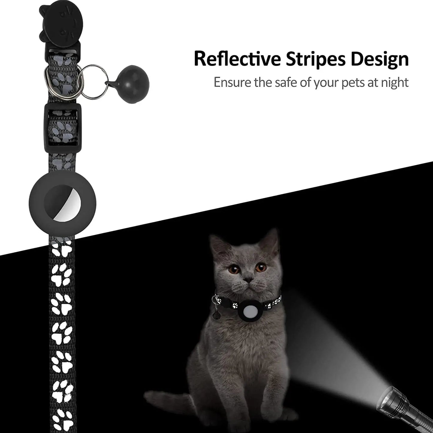Reflective Cat & Dog Collar: Secure collar with GPS tracker slot.