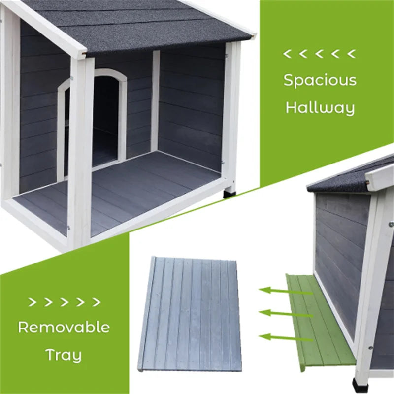 Outdoor Dog Kennel: Wooden, medium size.