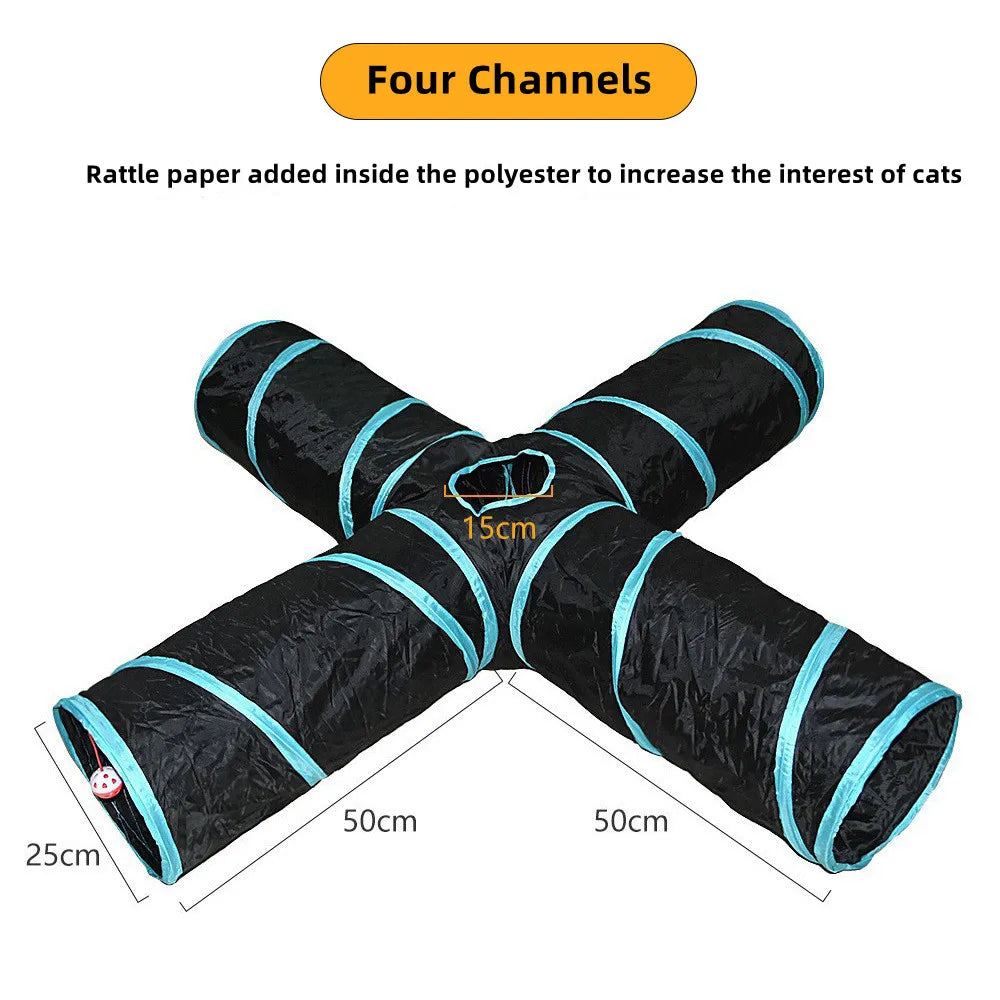 Pet Tunnel: Foldable, breathable, indoor, loud paper, play pass.