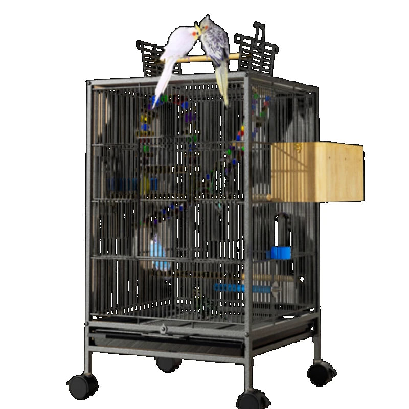 Parrot Bird Cage: Feeder Toy Grass Nest