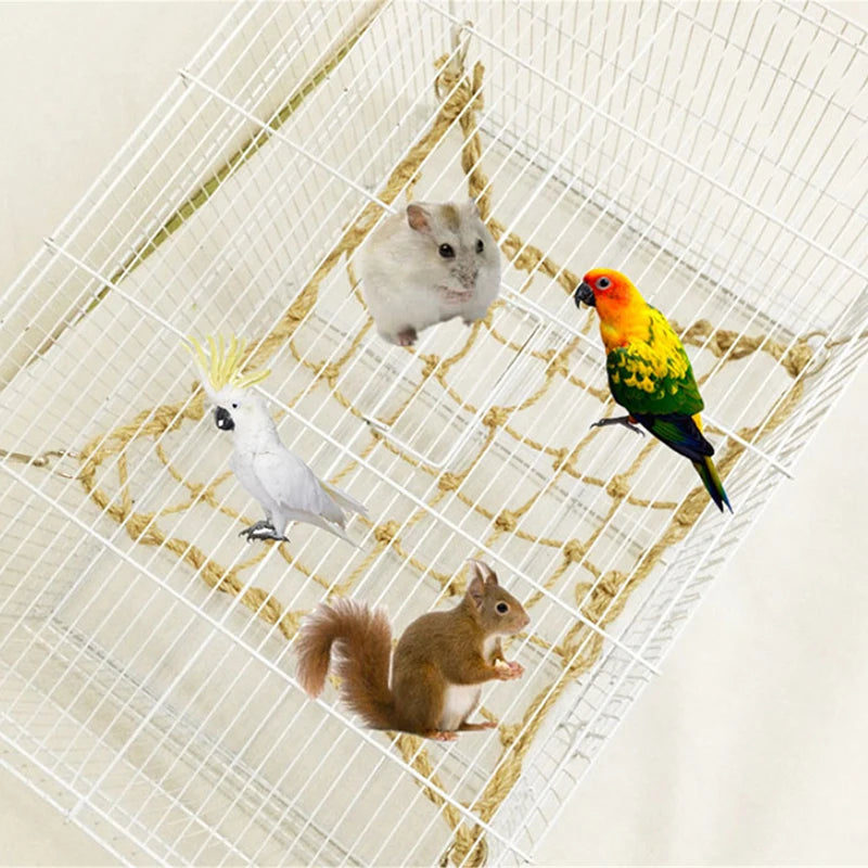 Parrot Bird Climbing Net: Hemp Rope, Habitat Toy, Supplies