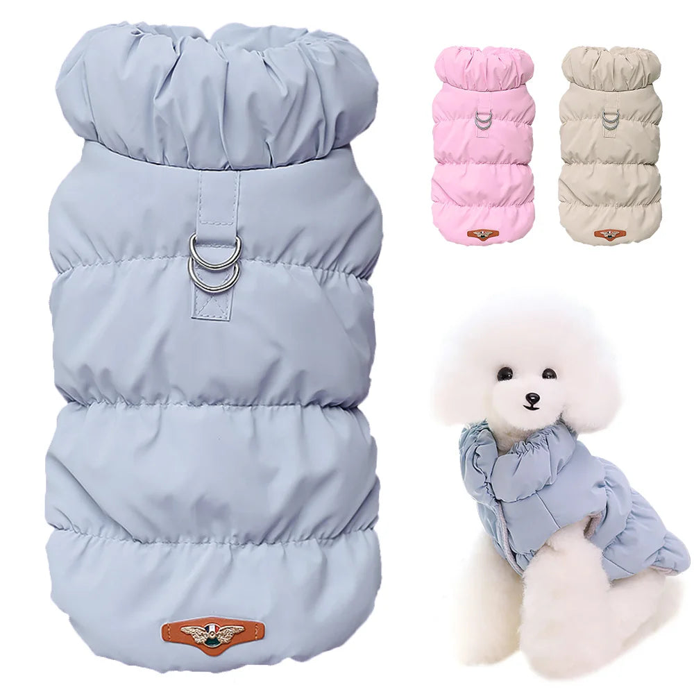 Winter padded pet coat: Stylish, warm outfit for small to medium pets.
