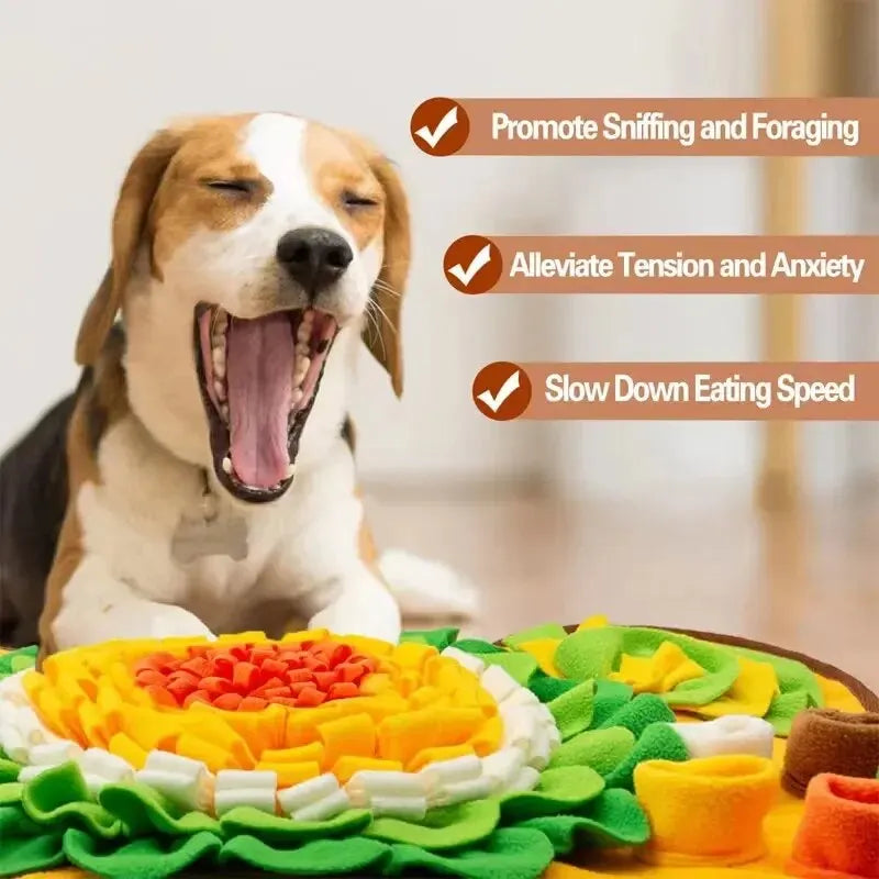 Sniff mat for dogs: Multi-functional feeding, boredom busters with treats.