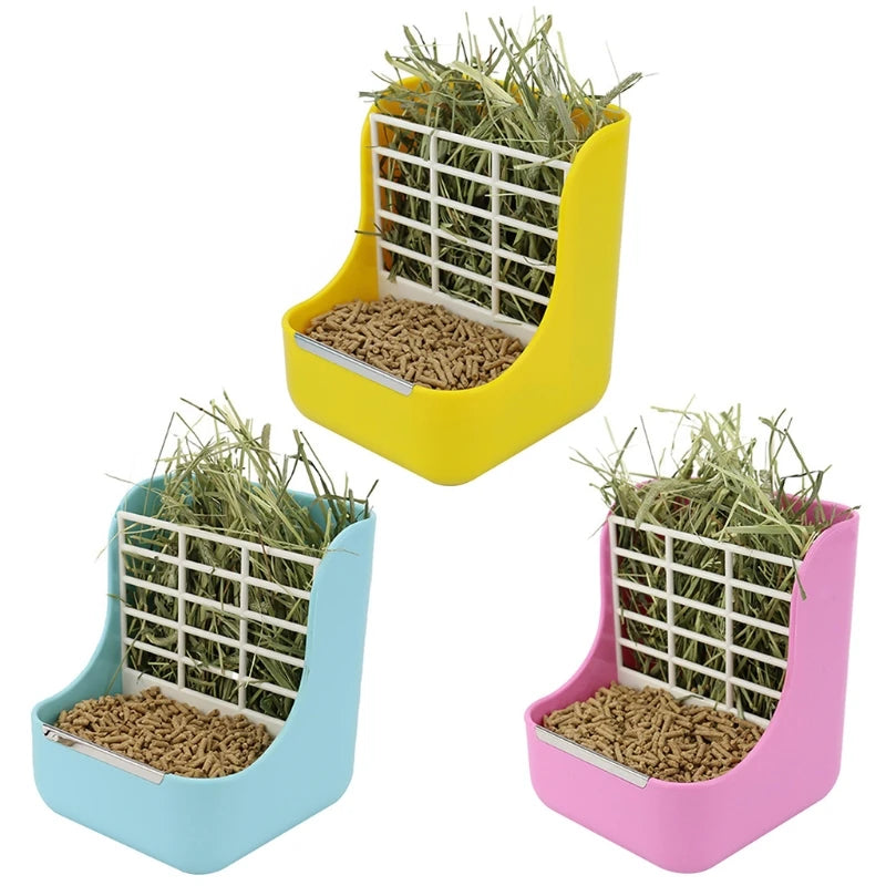 Rabbit Hay Feeder: Double-Use Bowl for Grass and Food.