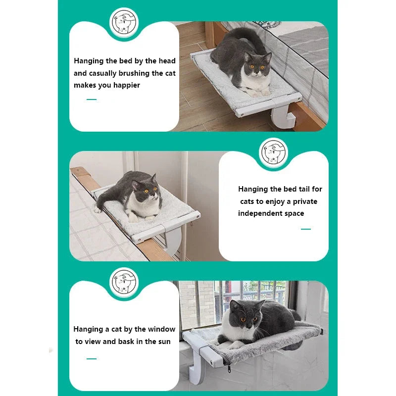 Hanging Cat Bed: Bedside hammock for cats, removable and cozy.