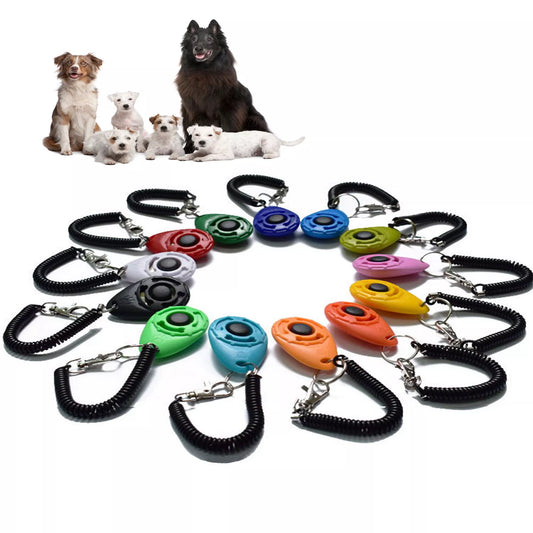 Training Clicker: Plastic, adjustable wrist strap, sound key chain, for dogs.