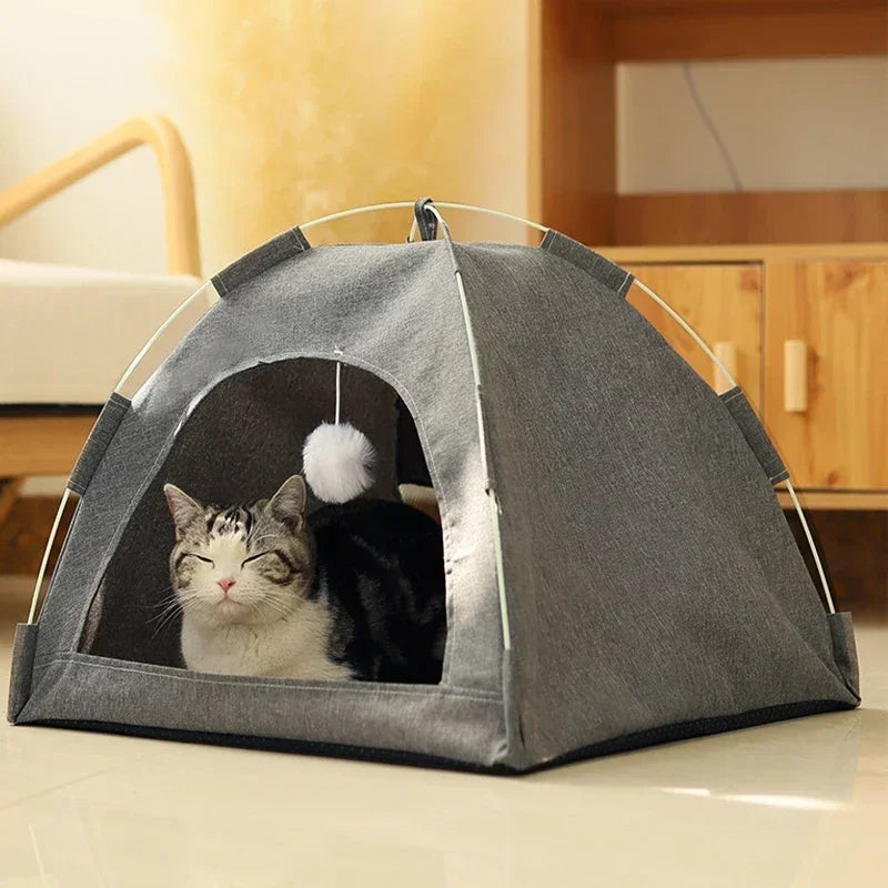 Pet Tent Set: Portable Canvas House for Cats and Dogs