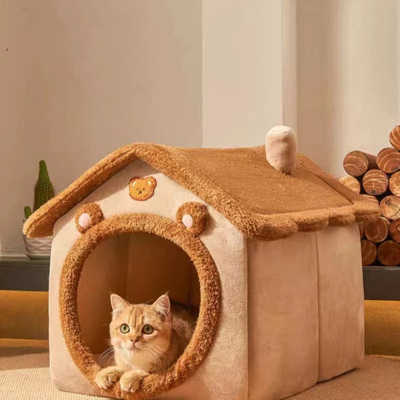Cozy Cat & Dog House: Winter villa for your pet's comfort.