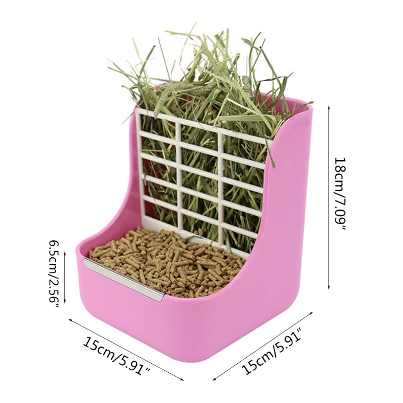 Rabbit Hay Feeder: Double-Use Bowl for Grass and Food.