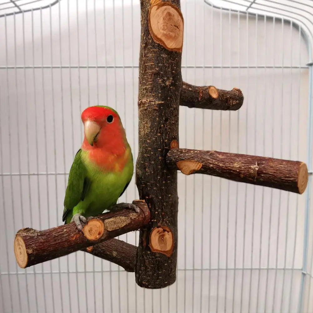 Parrot Bird Wood Stand Pole Toy: Habitat Decor, Supplies