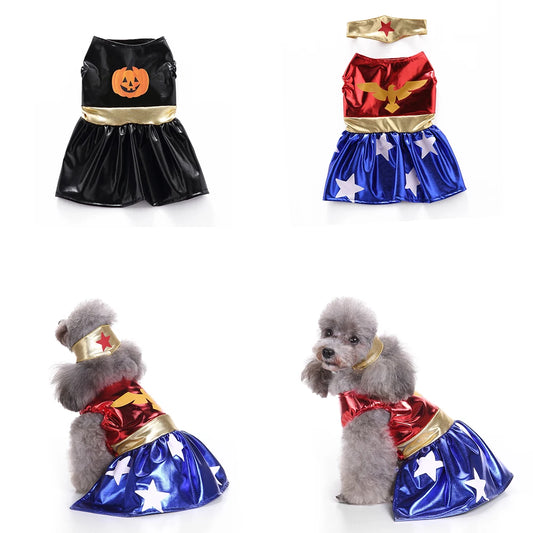 Wizard Pet Dress: Halloween and Christmas costume for small to medium pets.