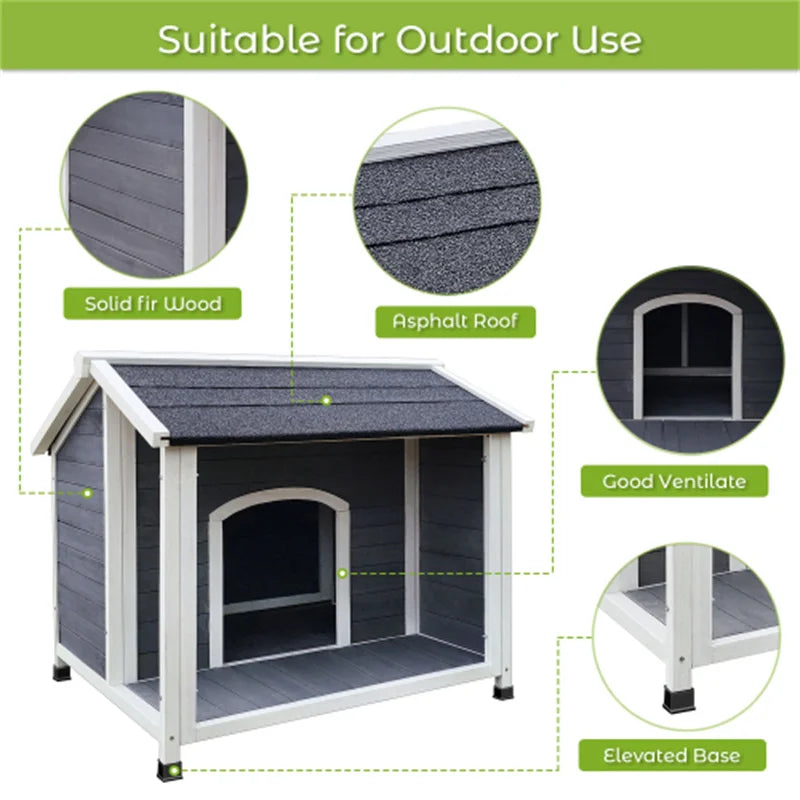 Outdoor Dog Kennel: Wooden, medium size.