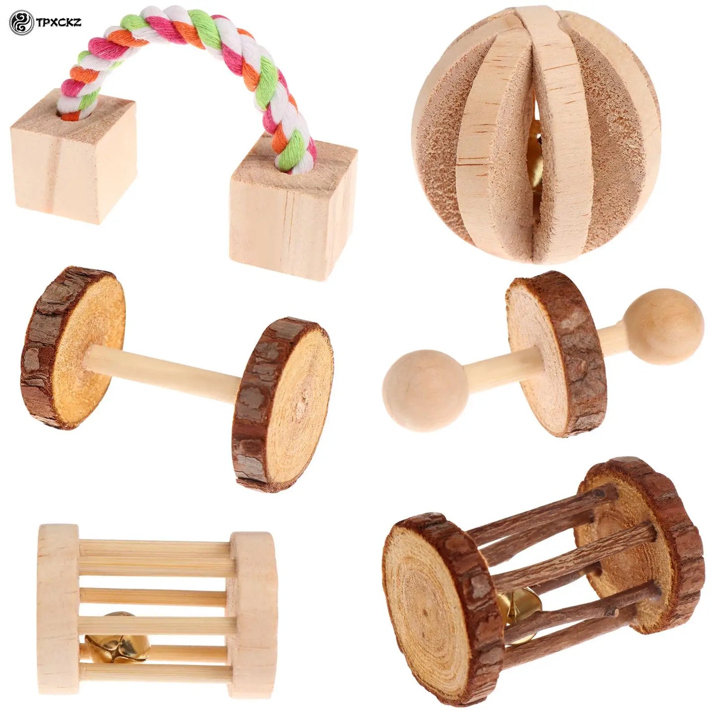 Wooden Toy: Classic, eco-friendly pet plaything.