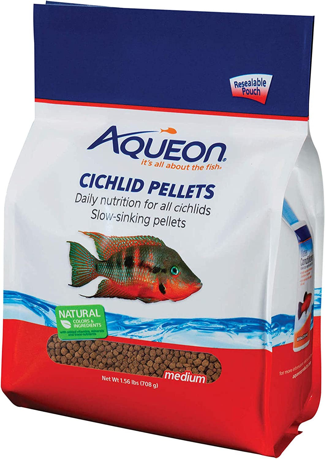 Cichlid Fish Food Pellets: Medium Size, Slow Sinking, 25 Ounce