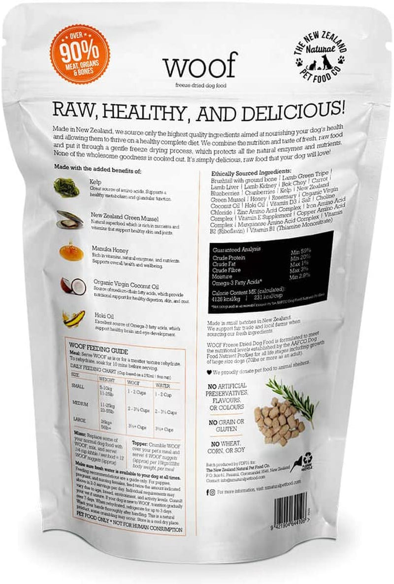 WOOF Wild Brushtail Freeze-Dried Raw Dog Food: High Protein Mixer, Topper, or Treat - 2.2 LB