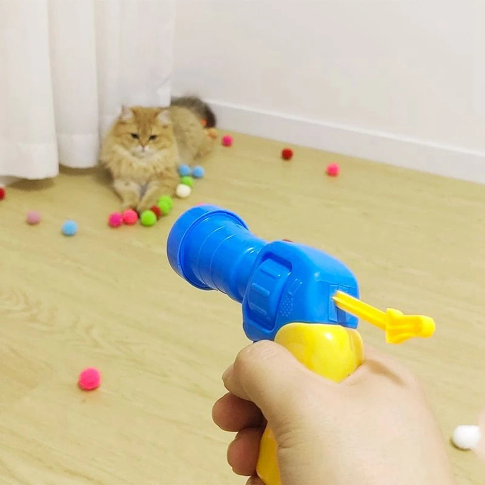 Interactive Cat Toy: Launch Training with Colorful Mini Pompoms