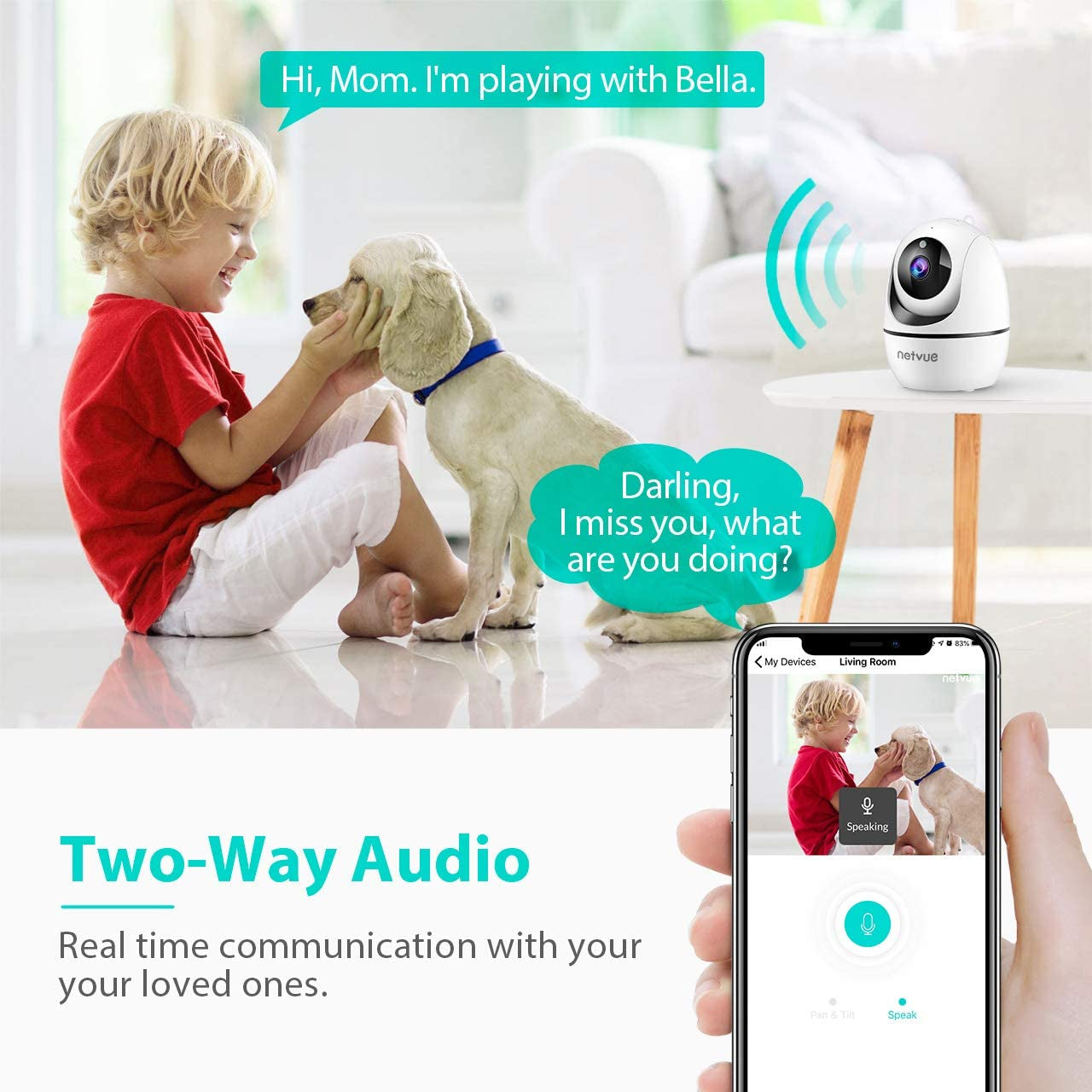 Indoor Pet Camera: 1080P FHD, Wifi, 2-Way Audio, Night Vision