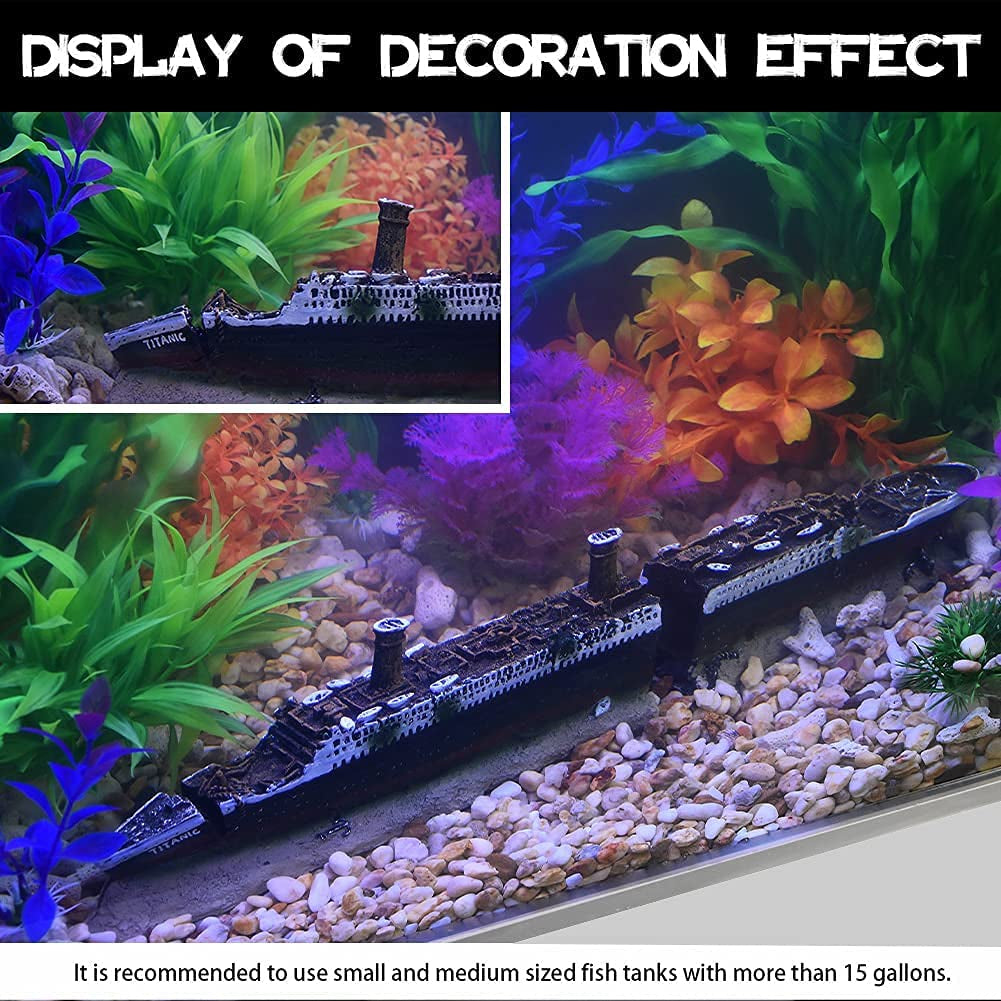 Aquarium Titanic Decor: Betta Hideout Caves, Shipwreck Theme, Two Styles